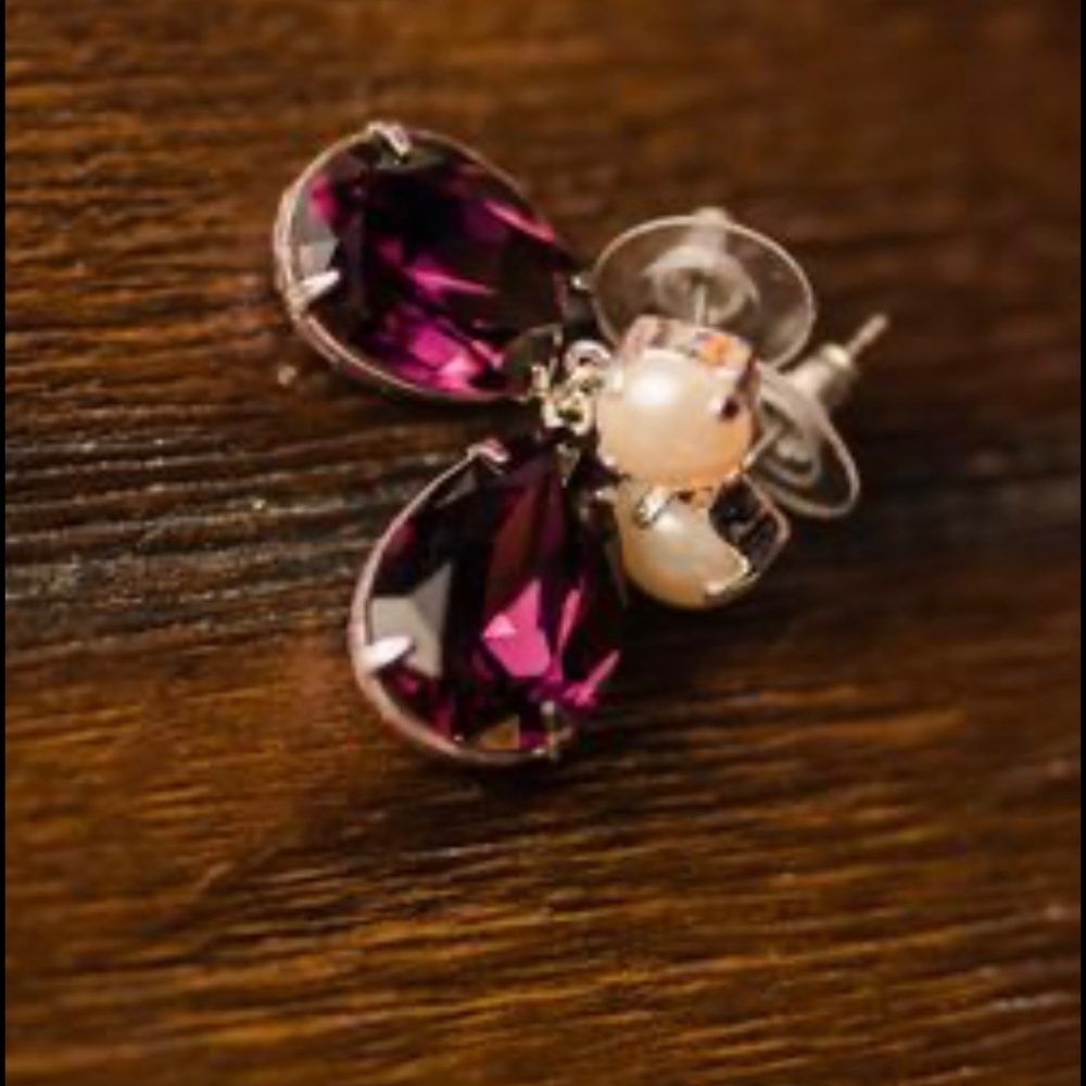 Amethyst and pearl earrings wedding/pageant